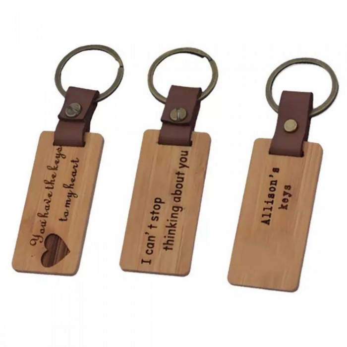 Monogram wooden key chain